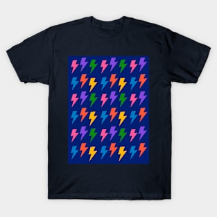 Rainbow Lightning Bolts Pack on Navy Blue T-Shirt